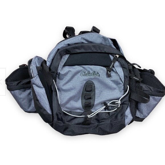 Cabelas Gray Black Outdoor Hiking Fishing Utility Waist Backpack Pack Adjustable - Picture 1 of 2